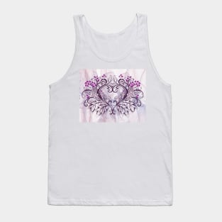 Purple Leaf Heart on Abstract Background Tank Top